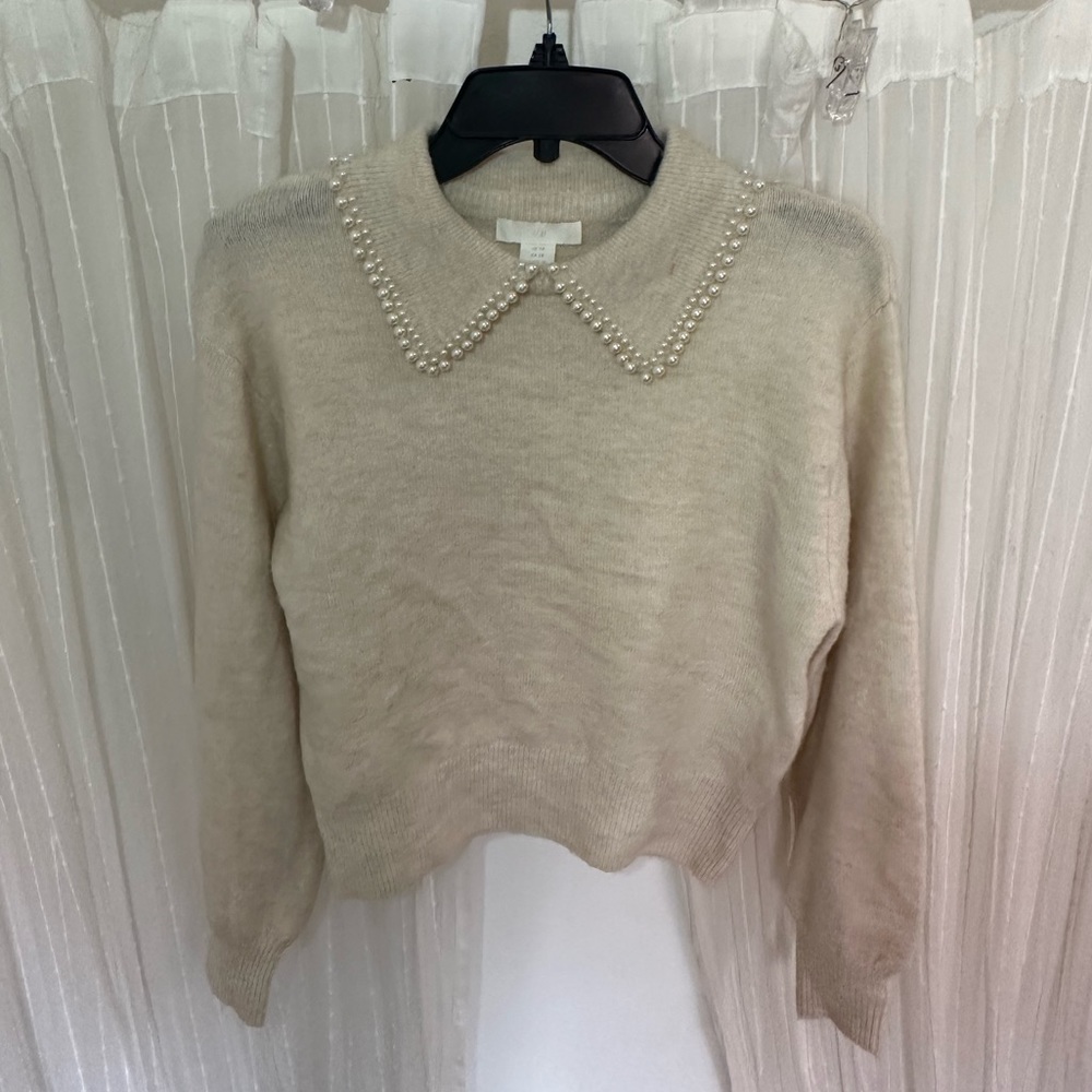 Cream pearl collar sweater